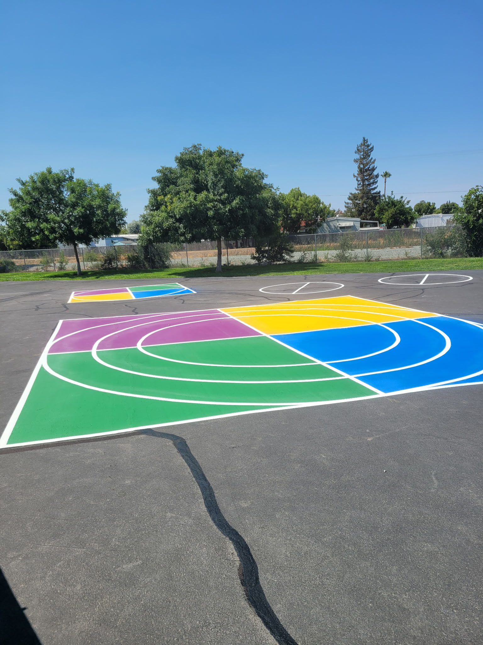 Colorful school court markings